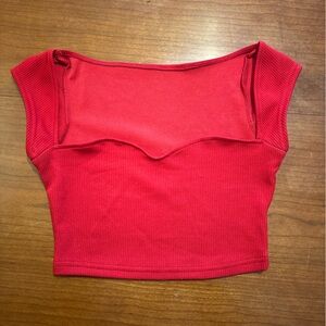 Red ribbed crop top